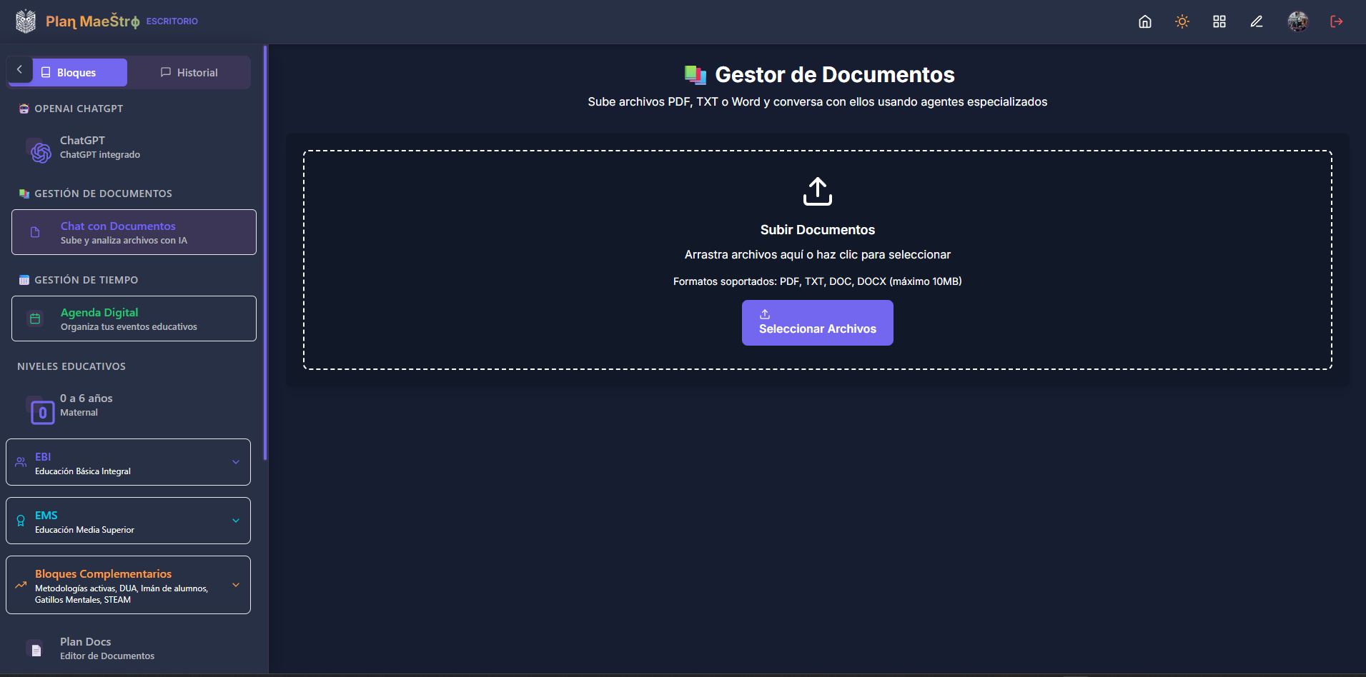 Gestor inteligente de documentos: subir y analizar archivos