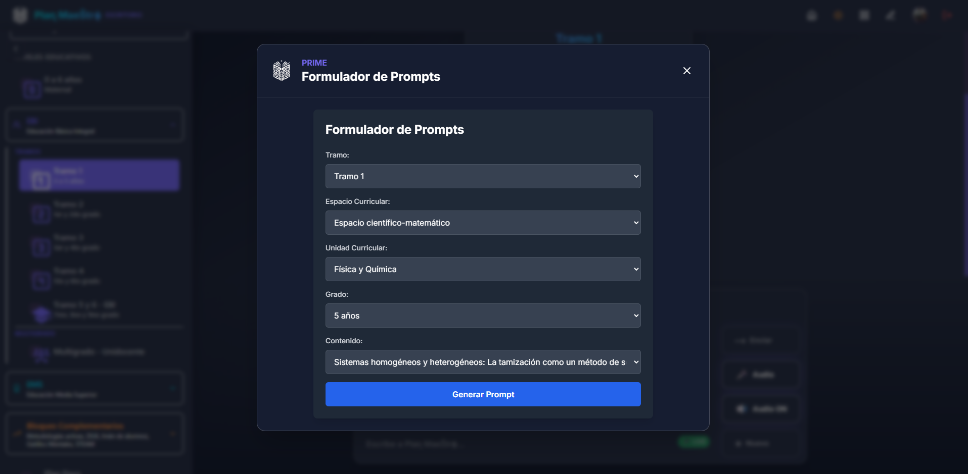 Formulario del Formulador de Prompts Educativos